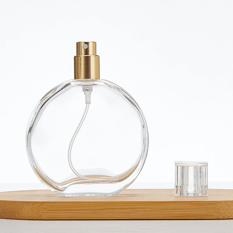 Flat Round Tripe Perfume Subpackage Spray Glass Bottle